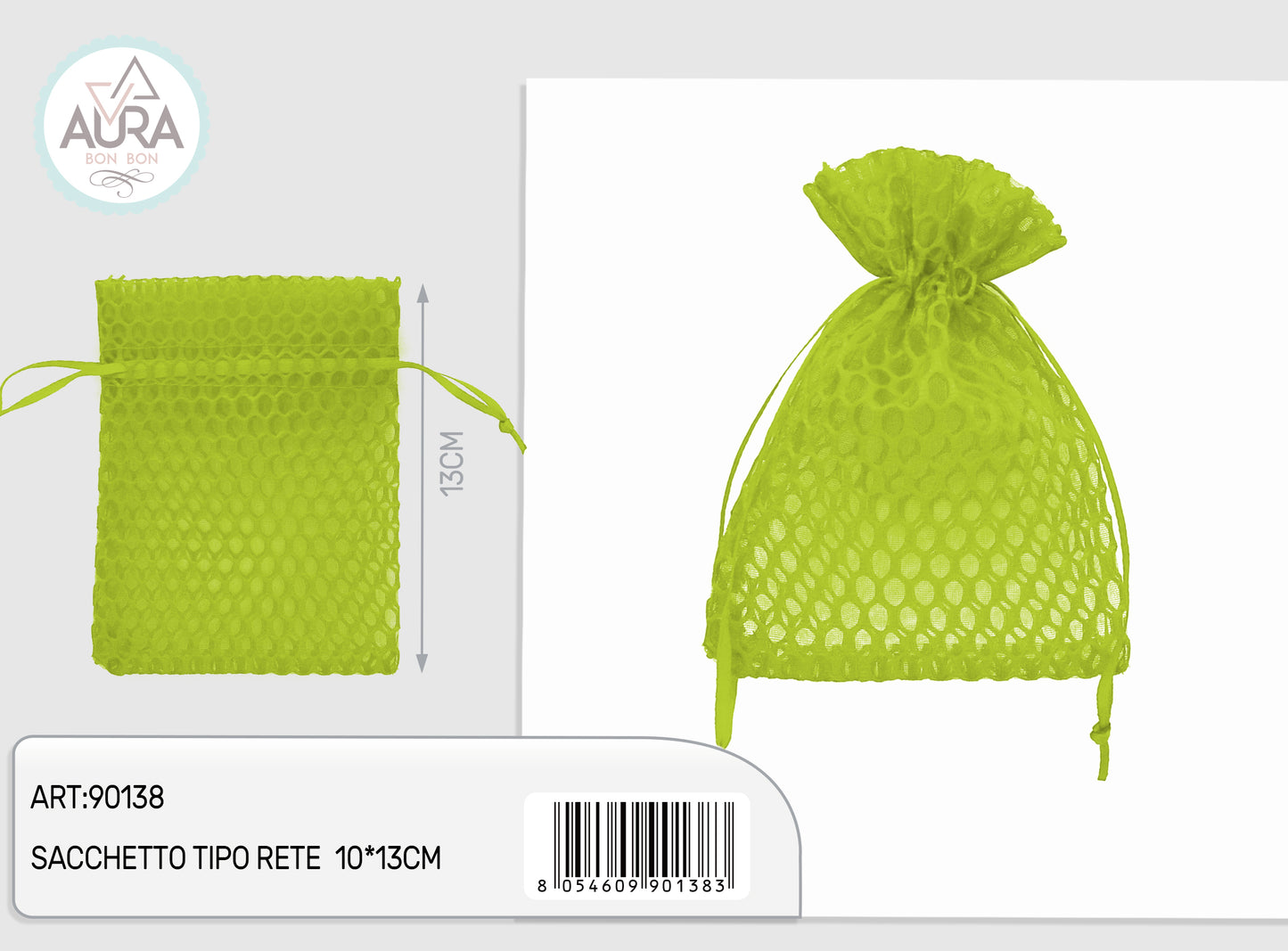 Sacchetto rete verde chiaro 10x13cm