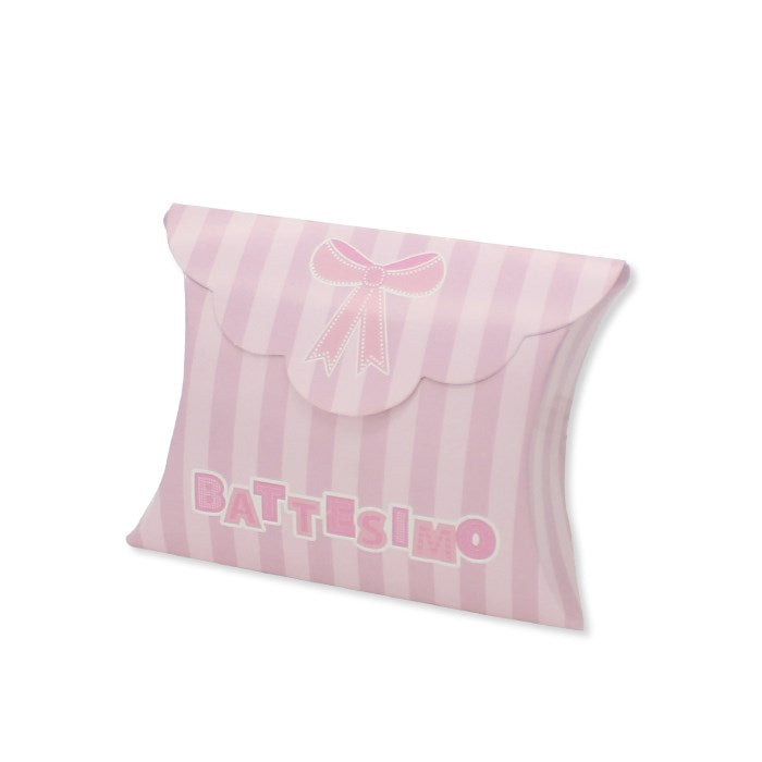 Scatoline Busta Battesimo Teddy Rosa 10x8cm 25pz