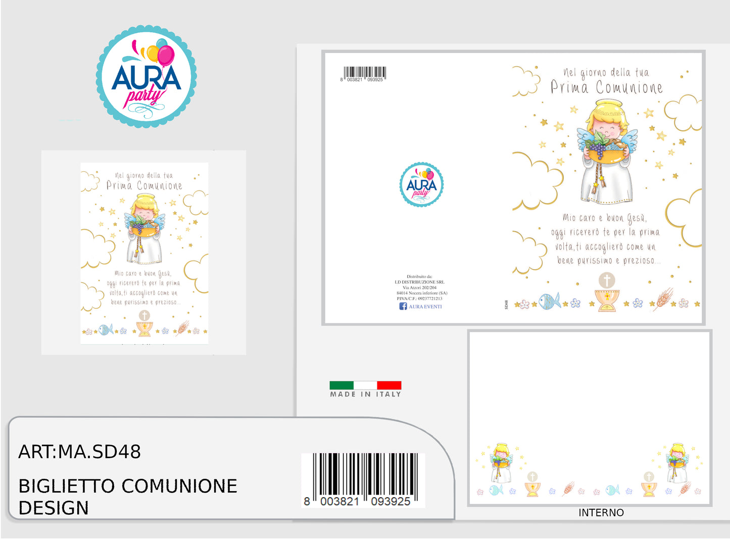 biglietto comunione con angioletto