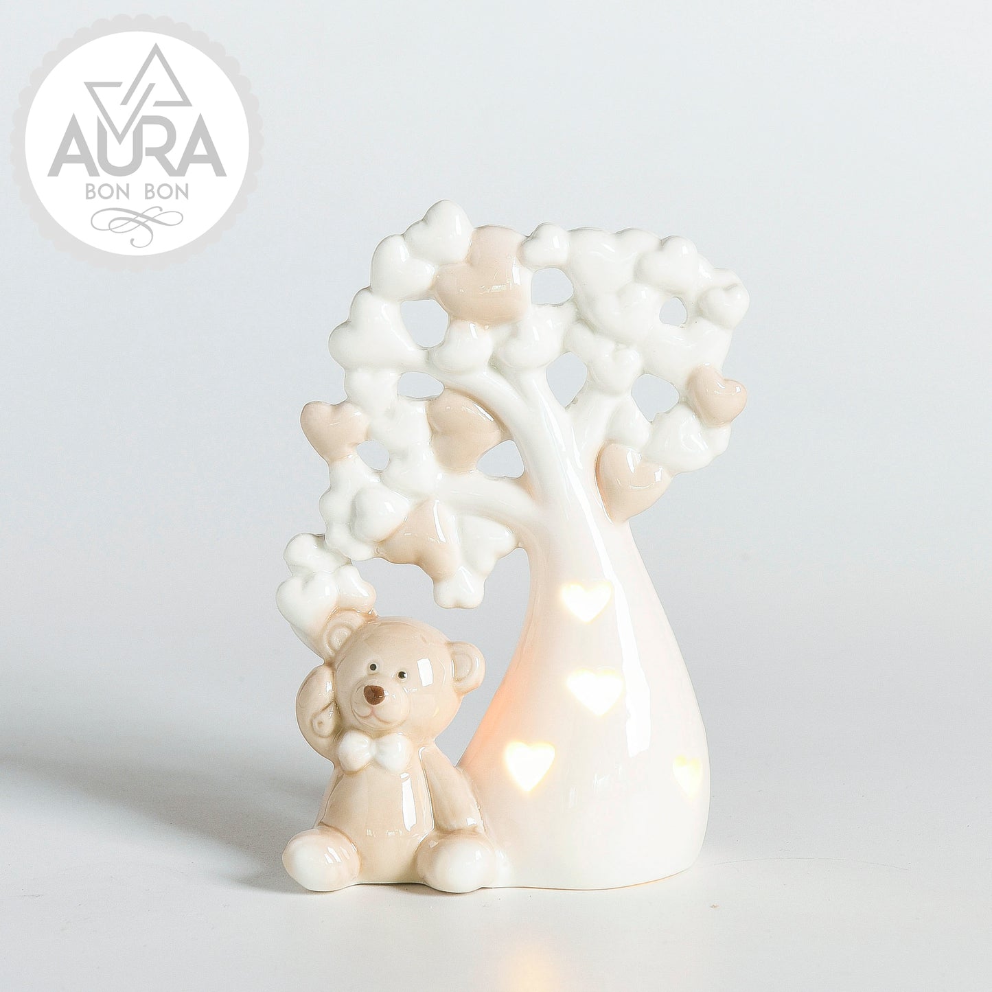 bomboniera orsetto con albero della vita e luce