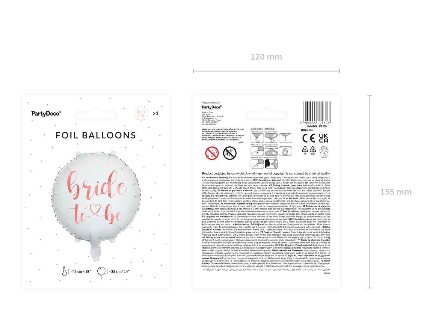 Palloncino in foil "Bride to be" 35cm/14inch