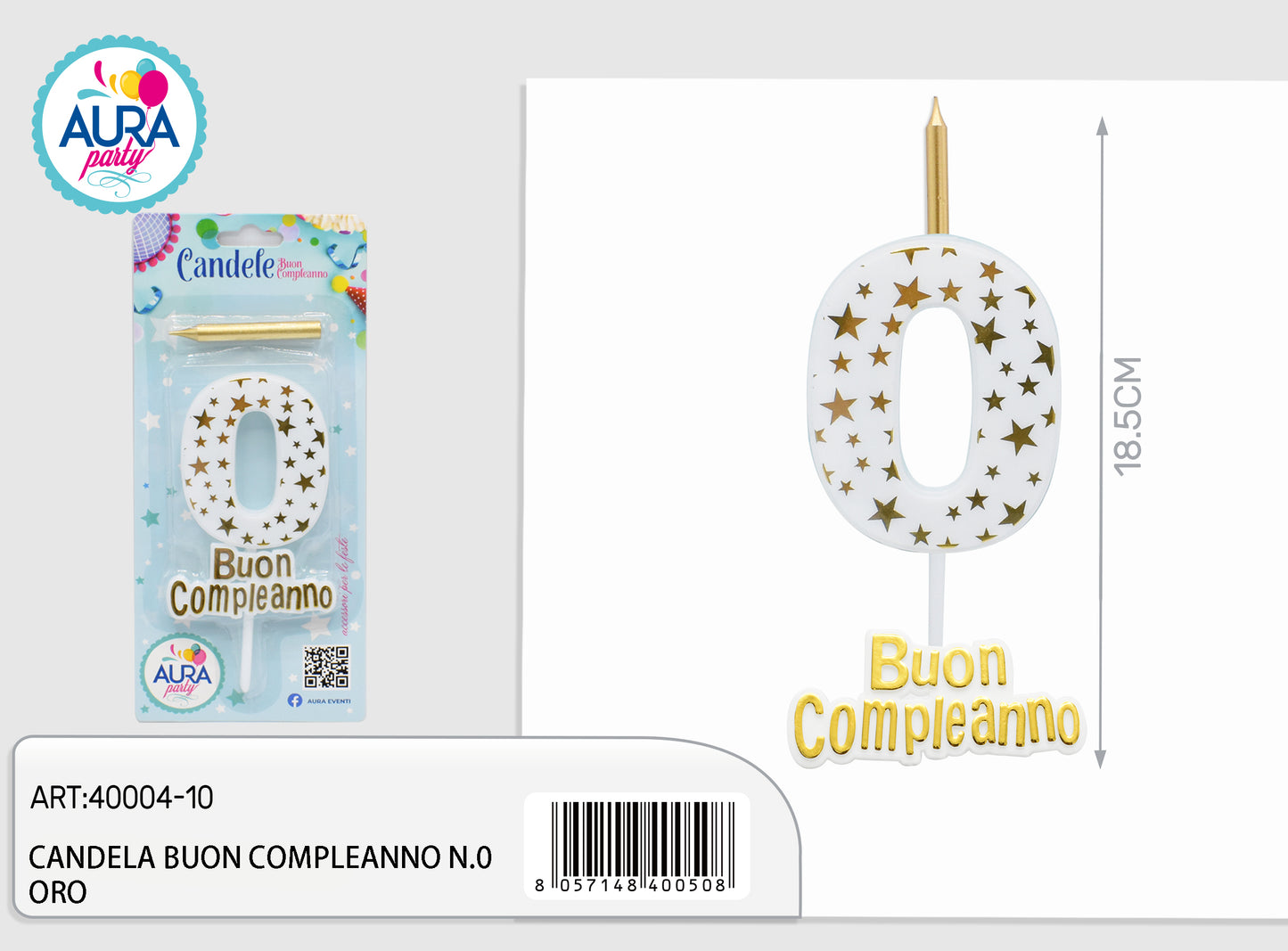 candela compleanno n.0 oro