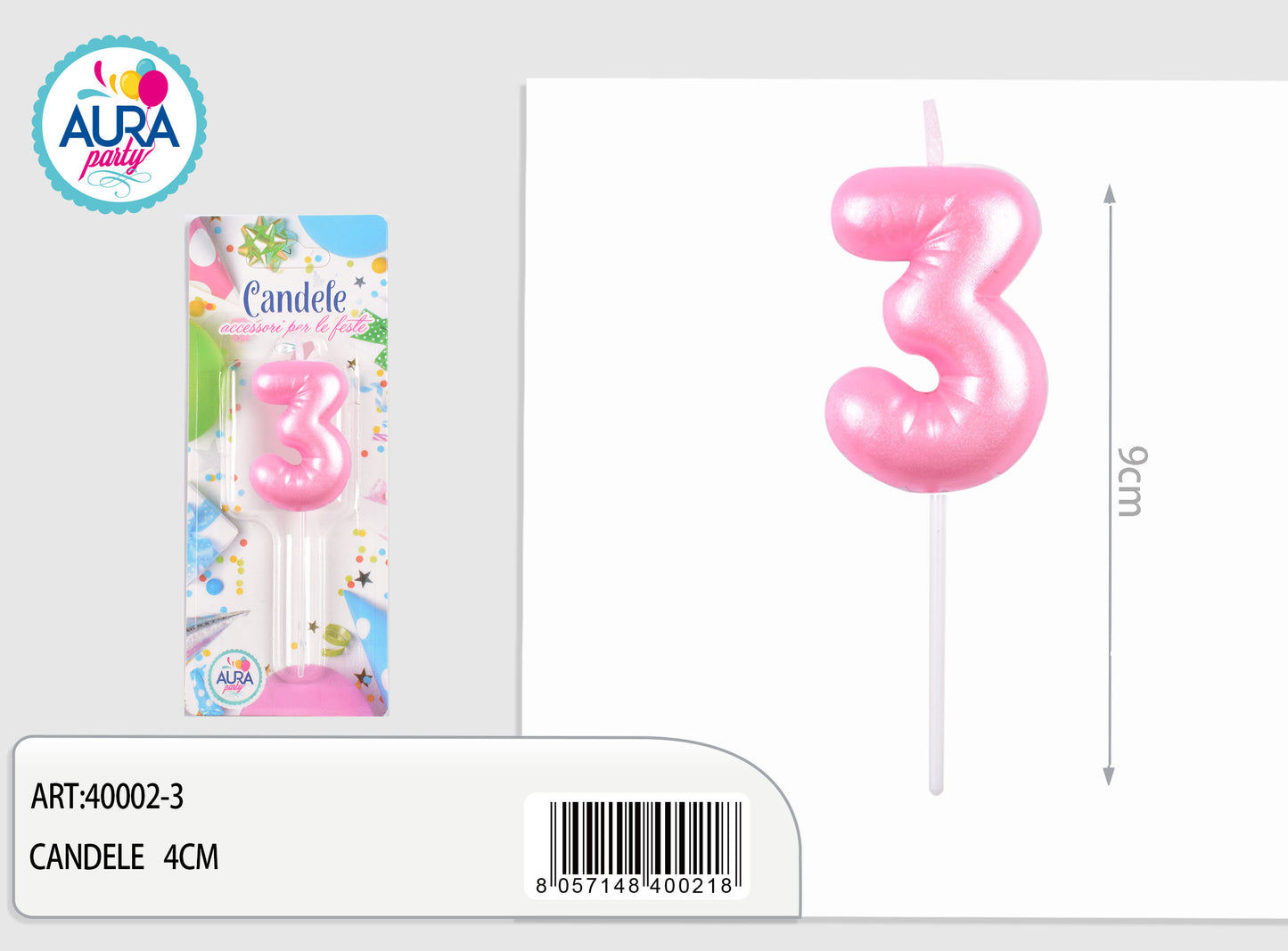 candela compleanno n.3 rosa
