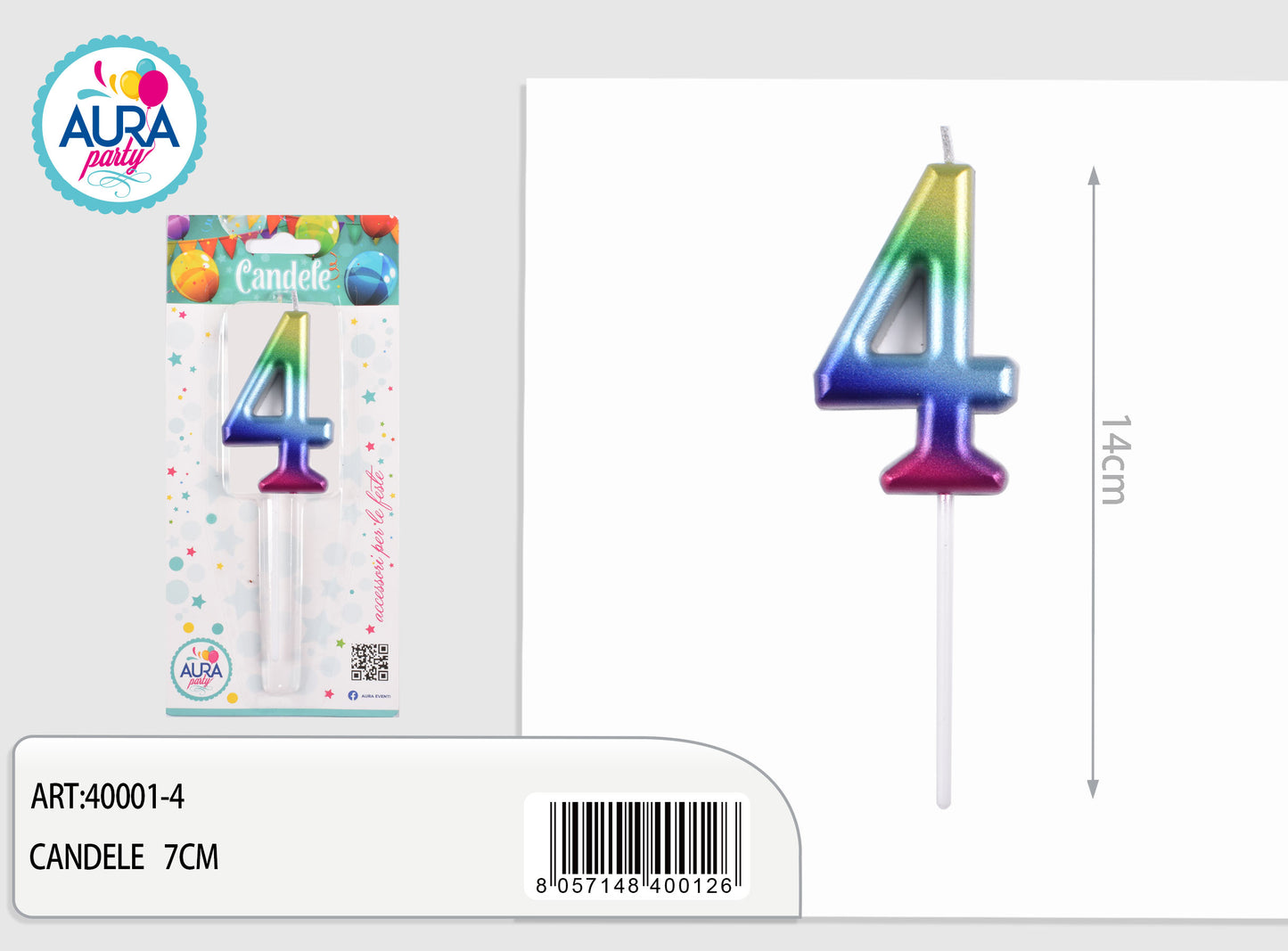 candela compleanno n.4 multicolore