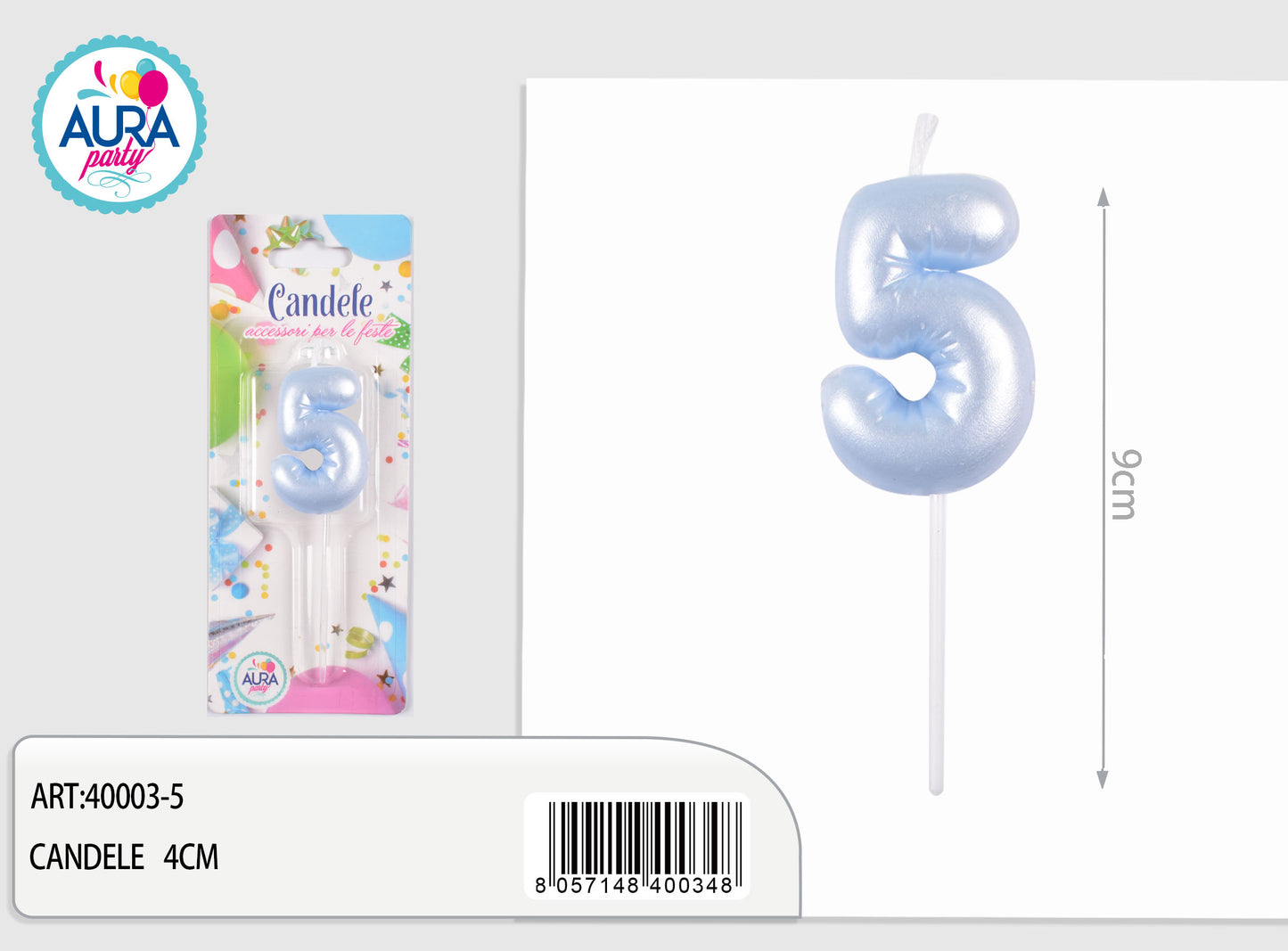 candela compleanno n.5 azzurro