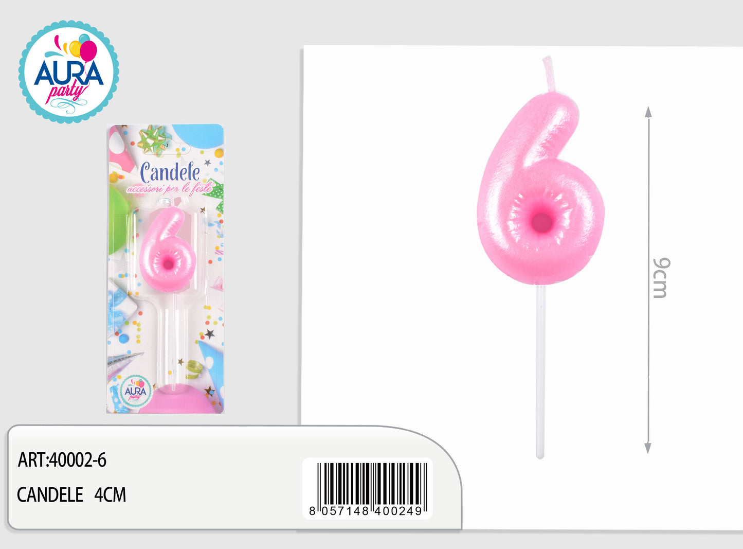 candela compleanno n.6 rosa