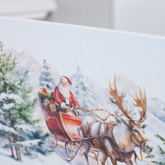 Cesto in cartone con paesaggio natalizio 350x260x70mm