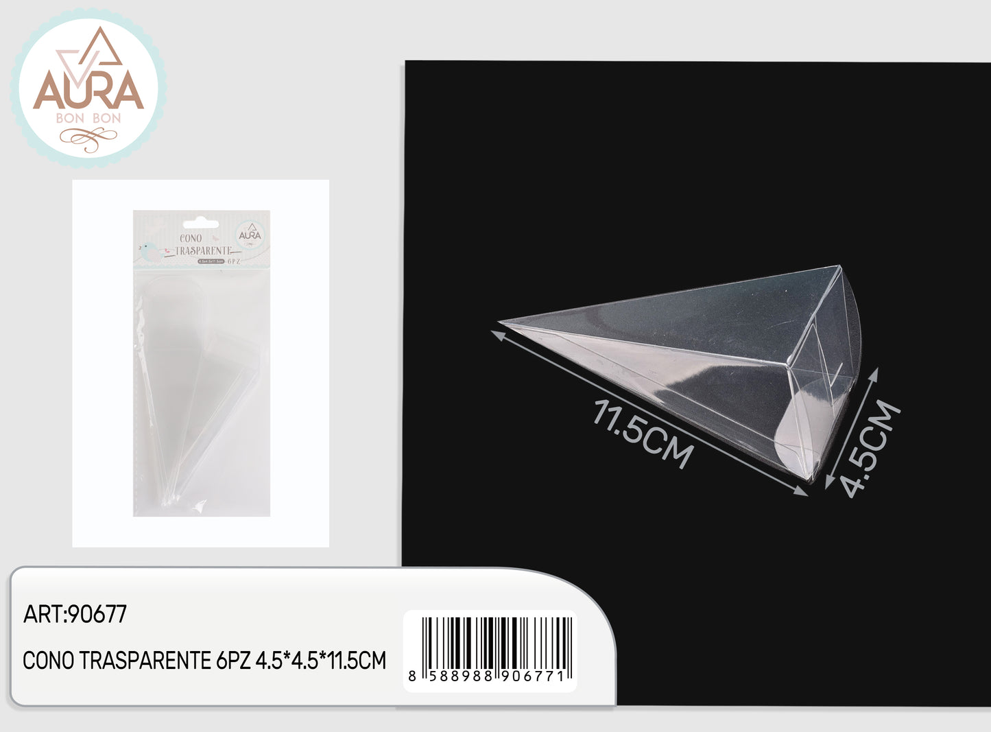 cono trasparente 6pz 4,5x4,5x11,5cm