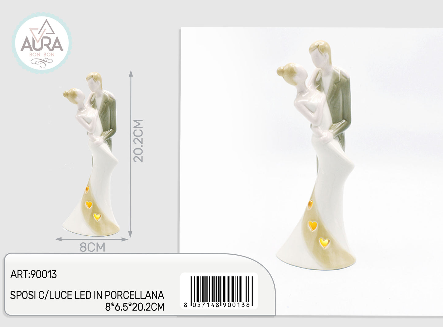 sposi con luce led in porcellana