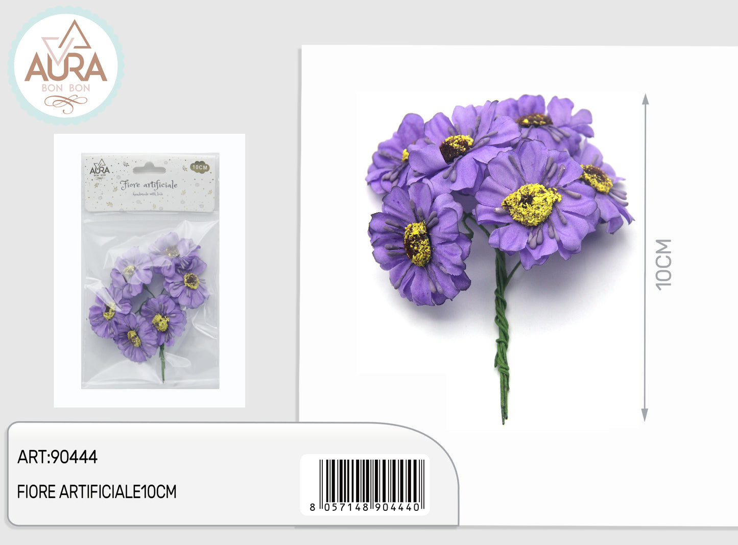 fiori finti per bomboniere 10cm lilla