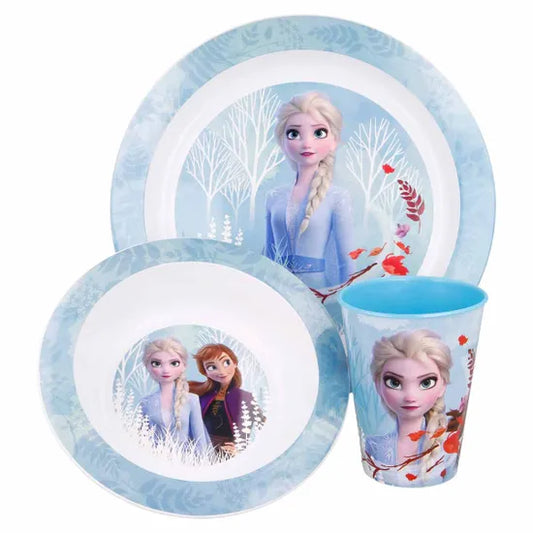 Set 3 pz. micro 2 piatti + bicchiere Frozen II Blue Forest