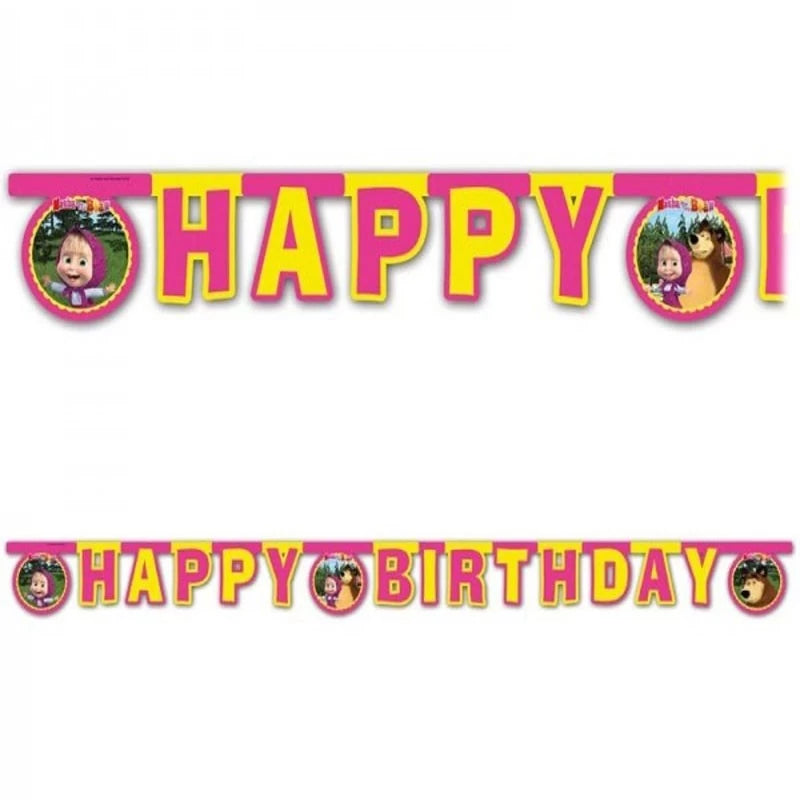 Festone "Happy Birthday" Masha e Orso