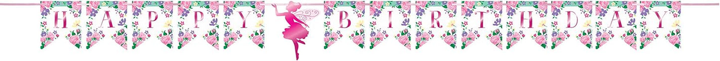 Festone sagomato "Happy Birthday" con foil rosa 167x15cm