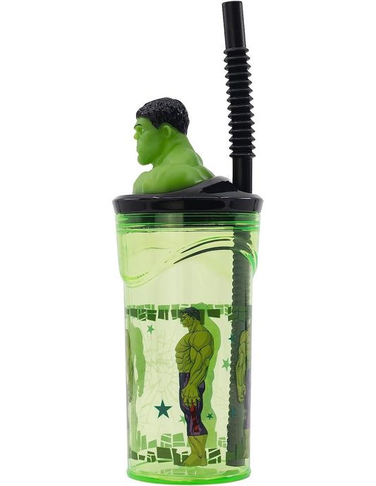 Hulk bicchiere con cannuccia 3d tritan 360ml