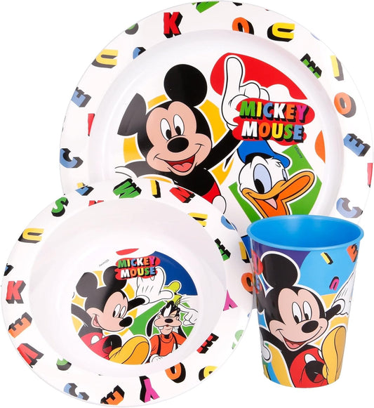 Set 3 pz.micro 2 piatti + bicchiere Mickey Cool Summer
