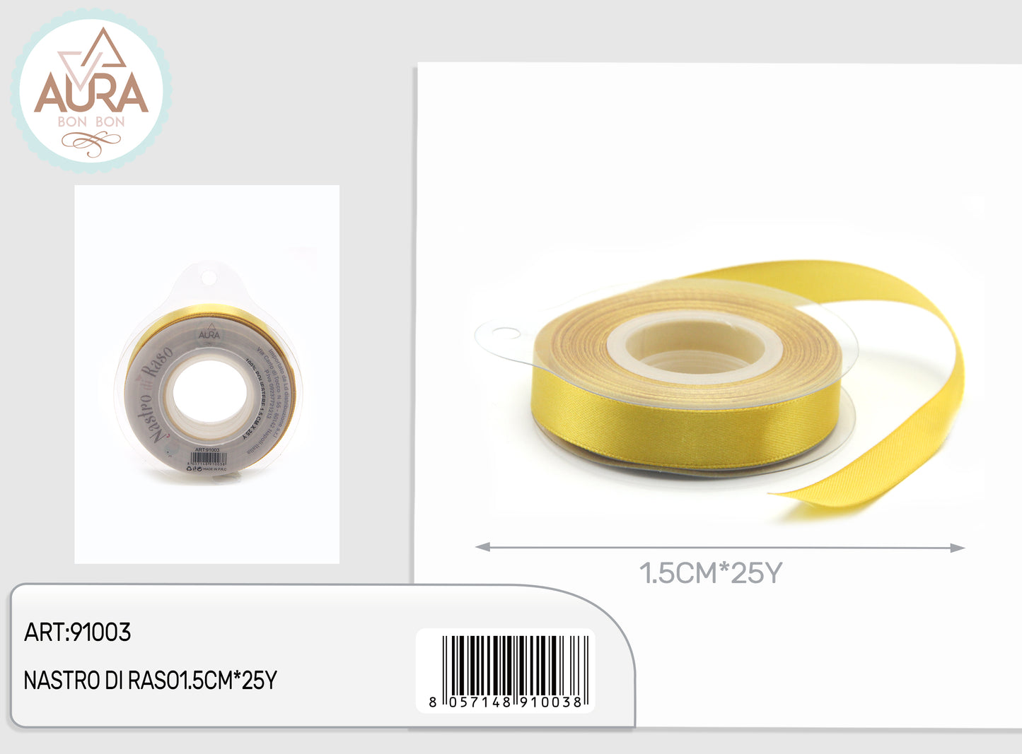 nastro di raso 1,5cmx25y oro