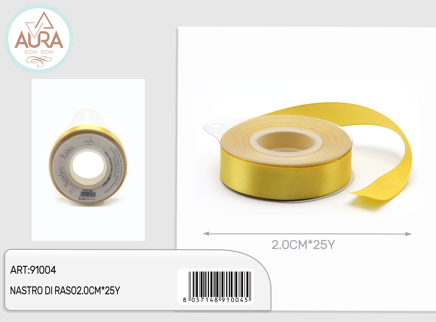 nastro di raso 2,0cmx25y oro