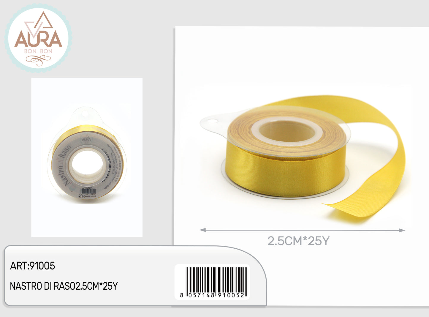 nastro di raso 2,5cmx25y oro