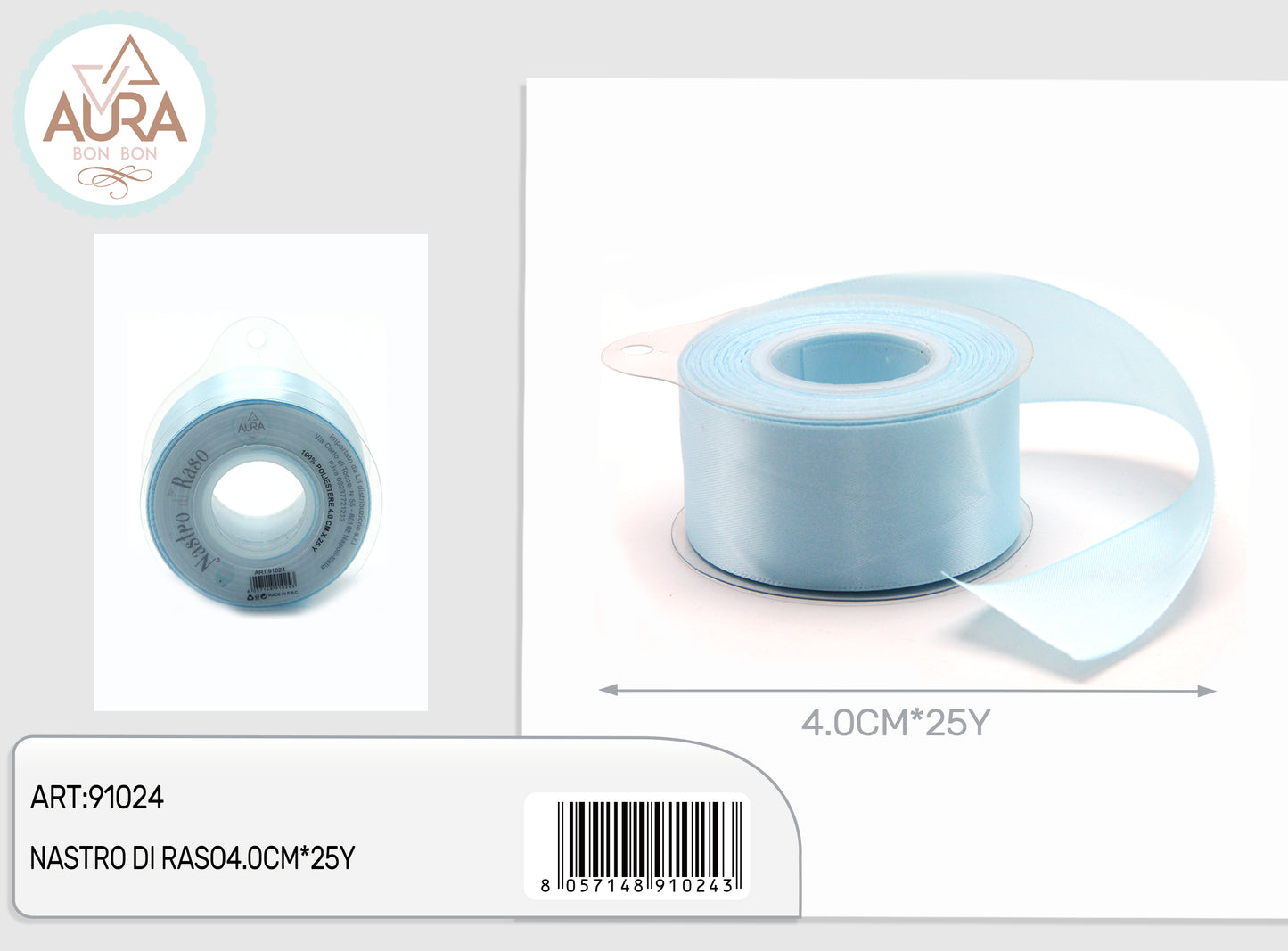 nastro di raso 4cmx25y azzurro