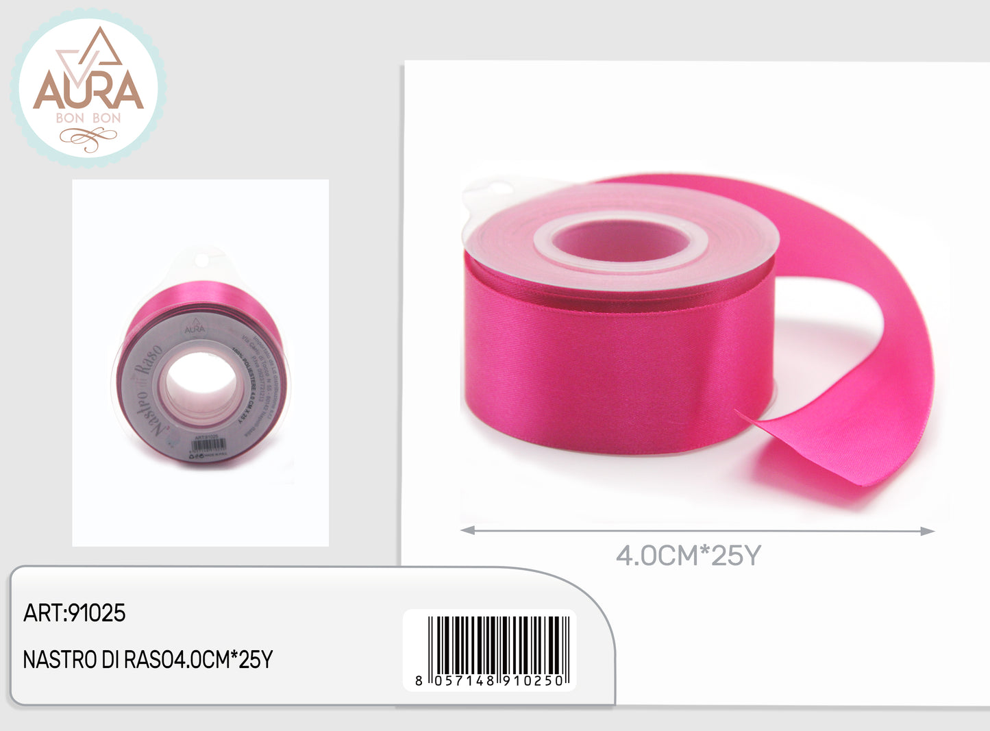 nastro di raso 4cmx25y fuxia