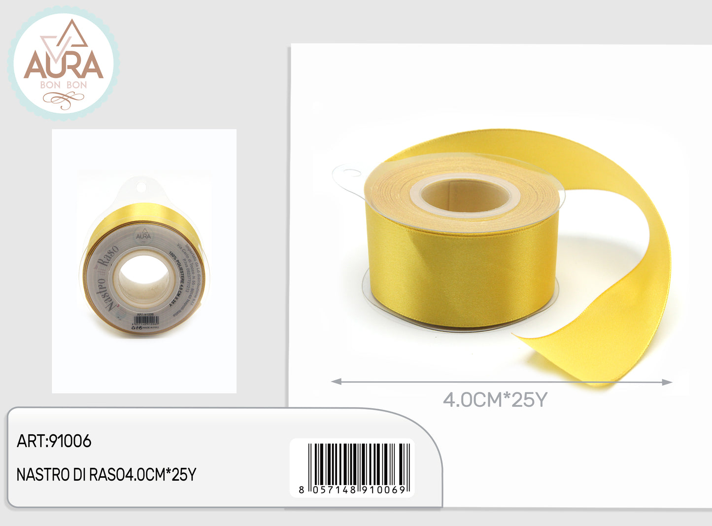 nastro di raso 4cmx25y oro