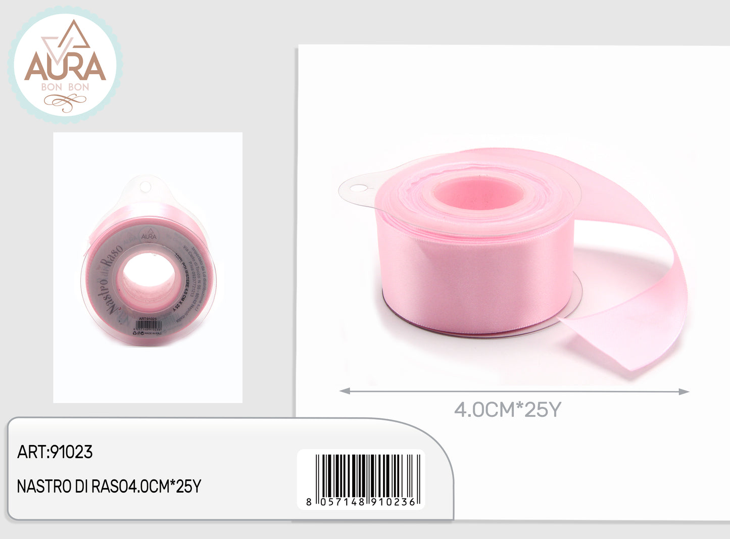 nastro di raso 4cmx25y rosa