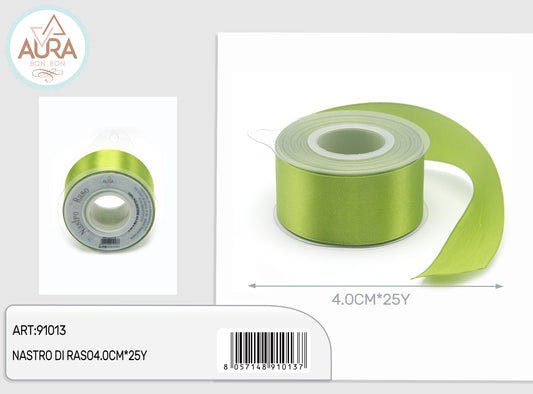 nastro di raso 4cmx25y verde oliva