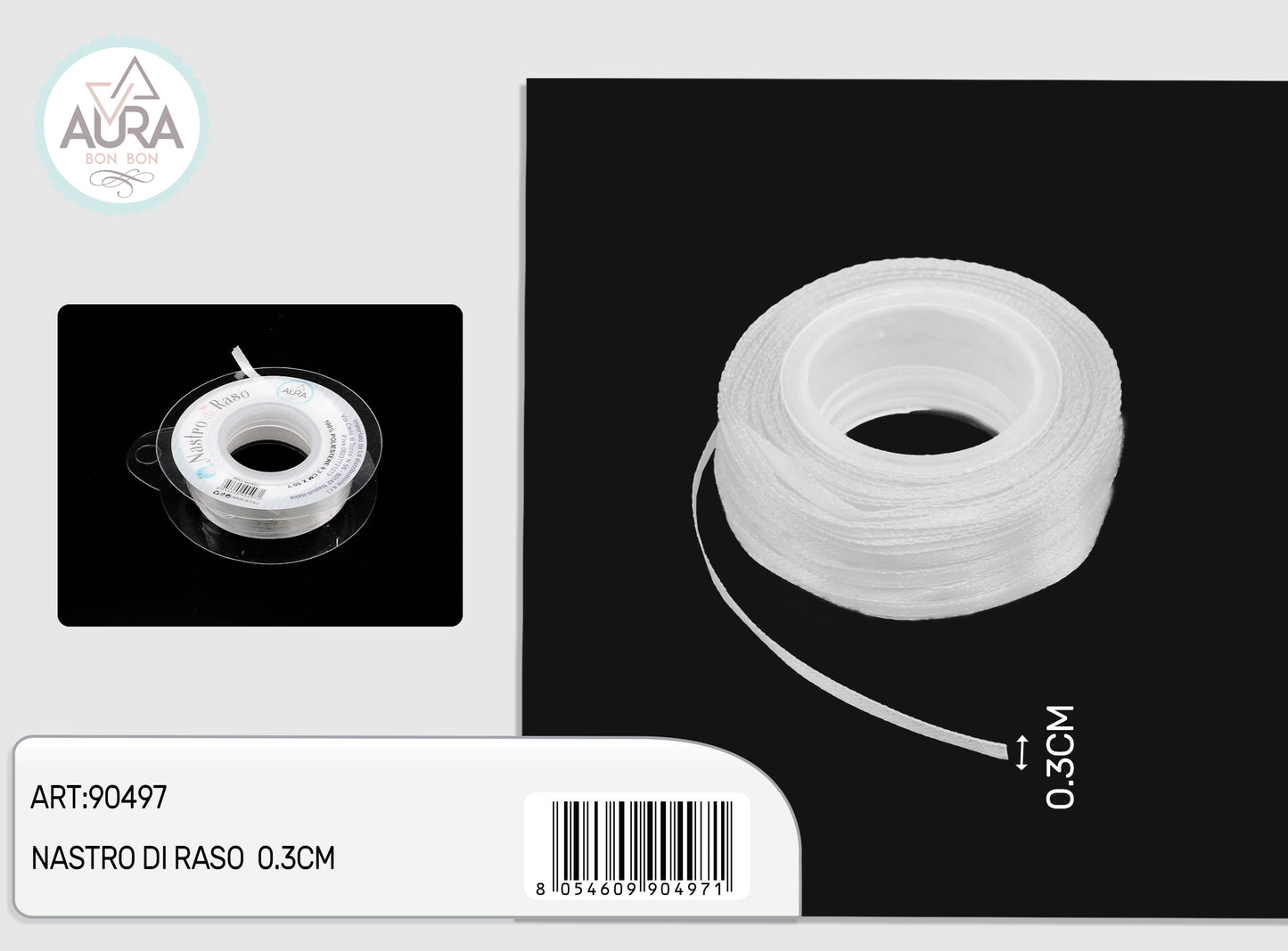 nastro di raso bianco 3mm