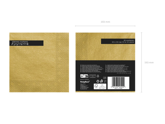 Tovaglioli 3 veli oro 33x33cm 20pz