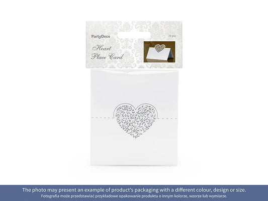 Segnaposto con cuore intagliato 9x6,5cm 10pz