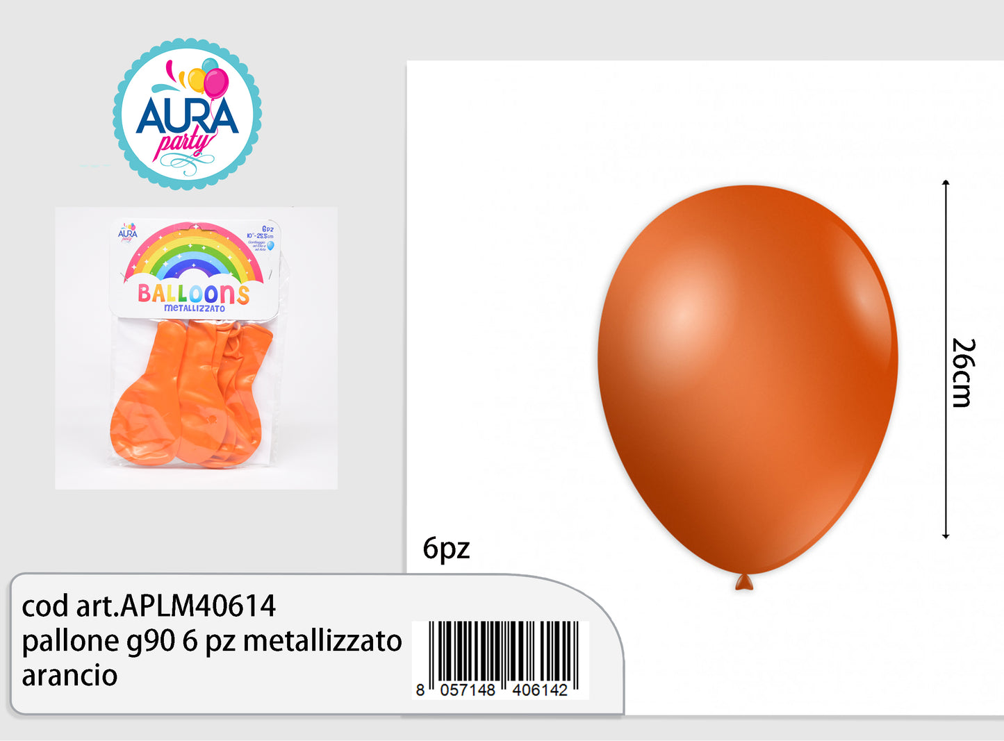 palloncini aura arancio metallizzato