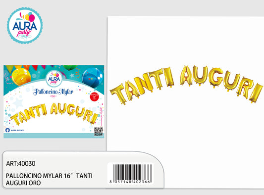 palloncini mylar tanti auguri 16inch oro