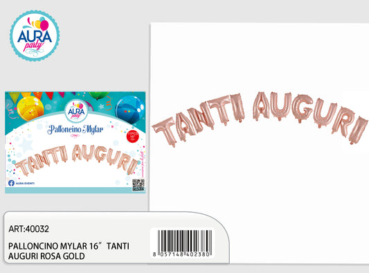 palloncini mylar tanti auguri 16inch rosa gold