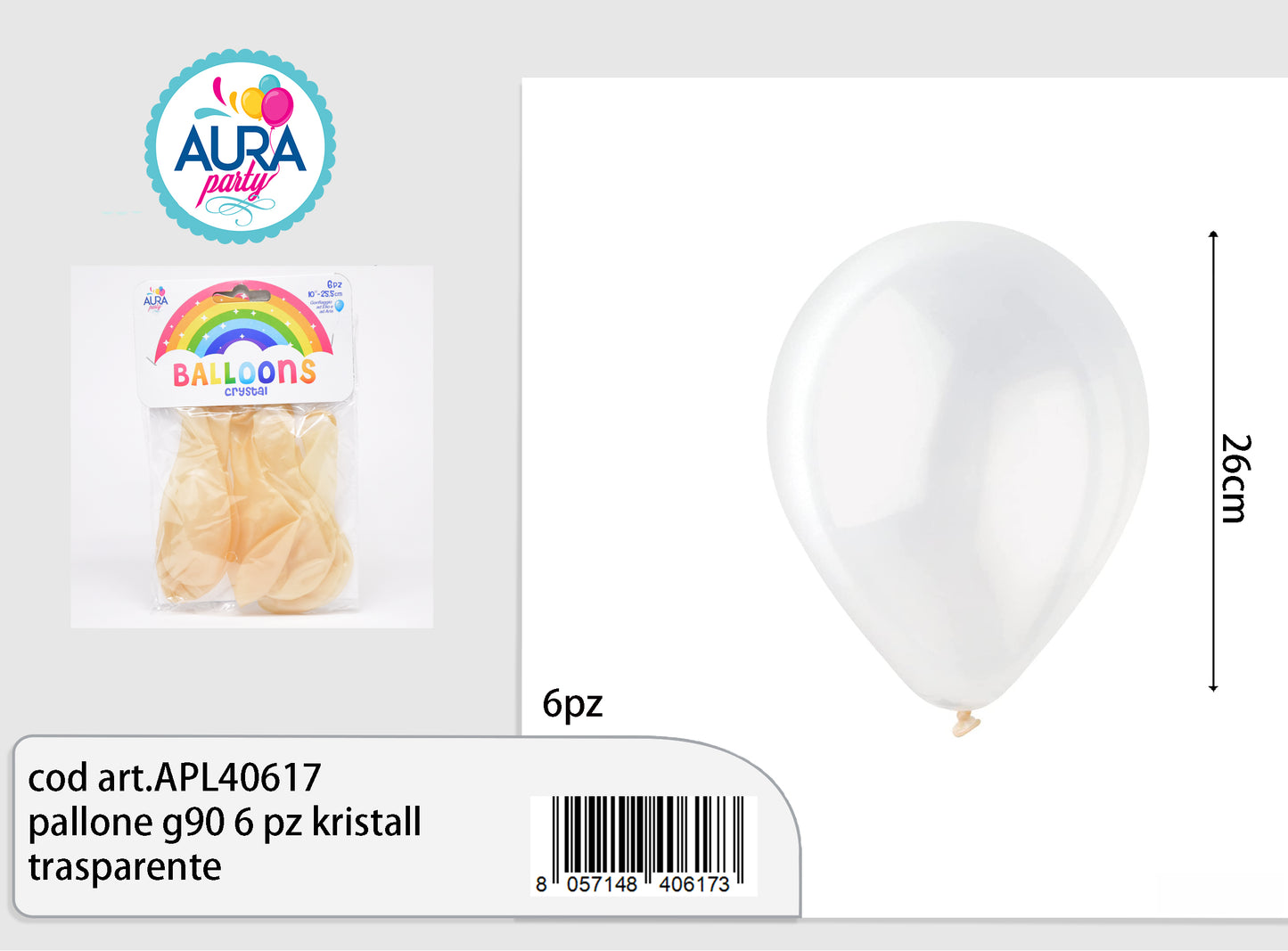 pallone g90 6 pz kristall trasparente