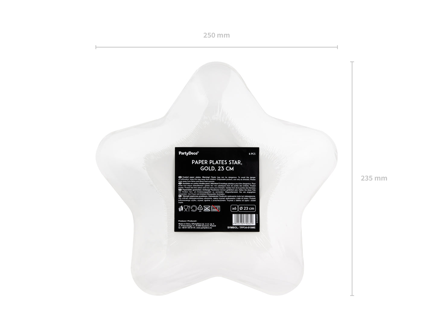 Piatto a forma di stella oro 23cm 6pz