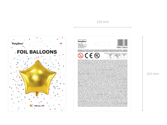 Foil balloon star, 48cm, gold