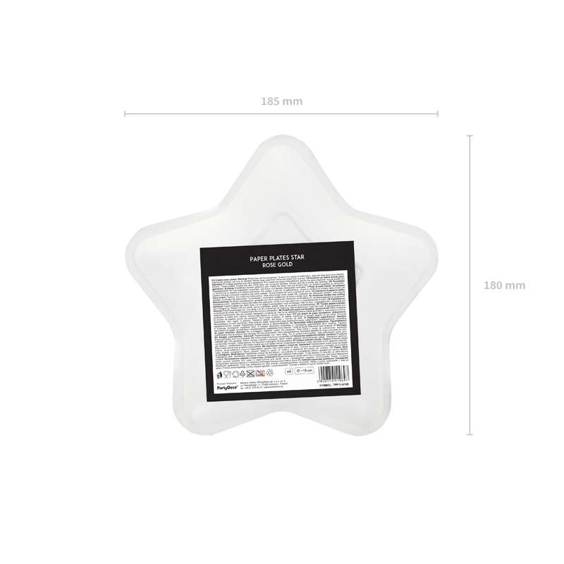 Paper Plates Star rose gold 18cm 6pz