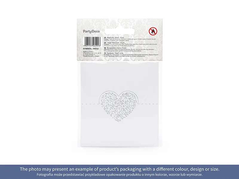 Segnaposto con cuore intagliato 9x6,5cm 10pz