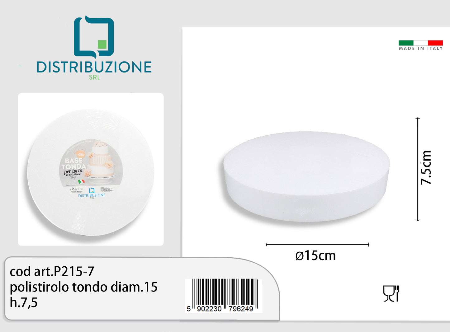 polistirolo tondo 15 h. 7,5 conf.1pz