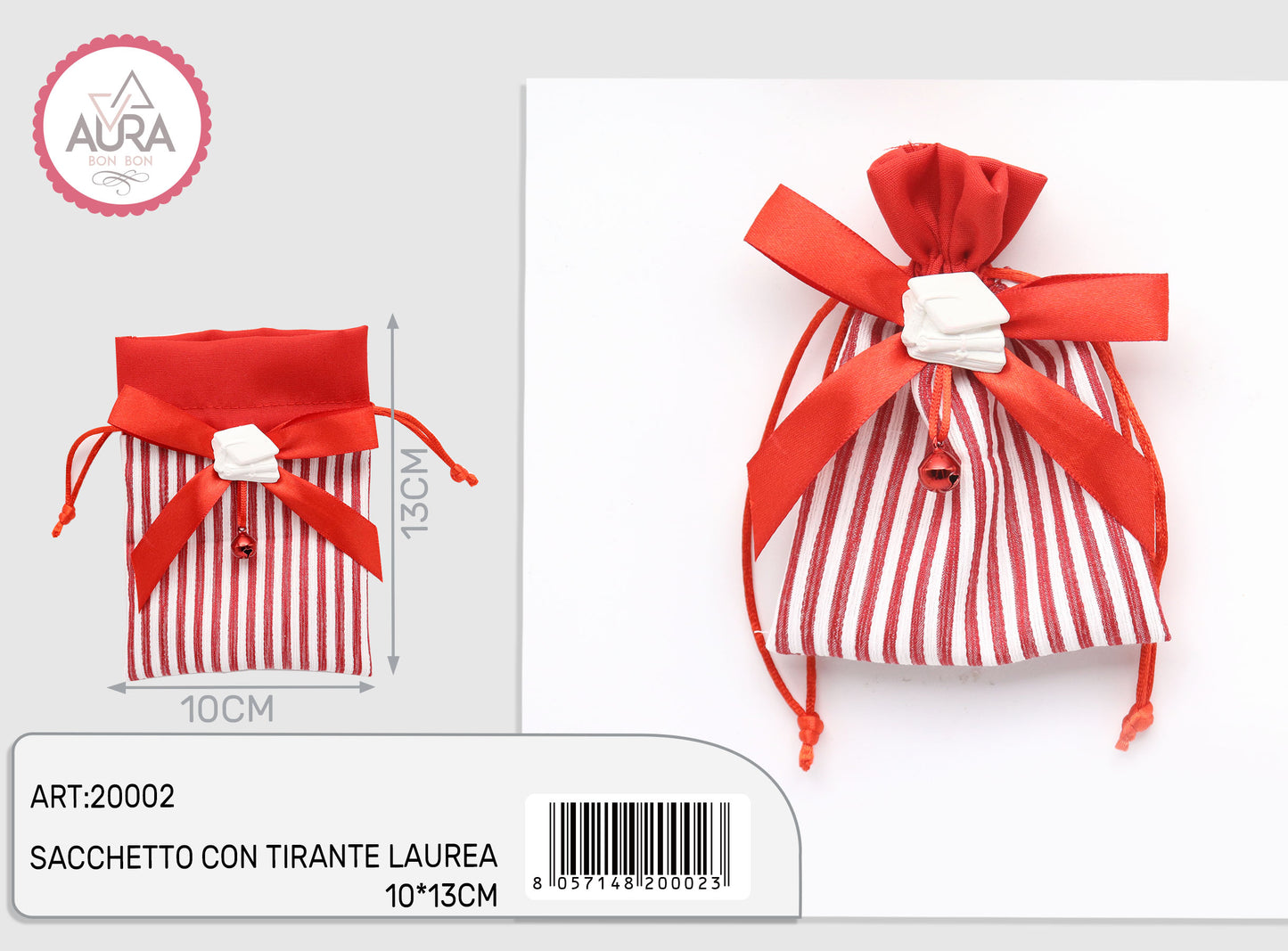 Sacchetto con tirante laurea 10x13cm con tag