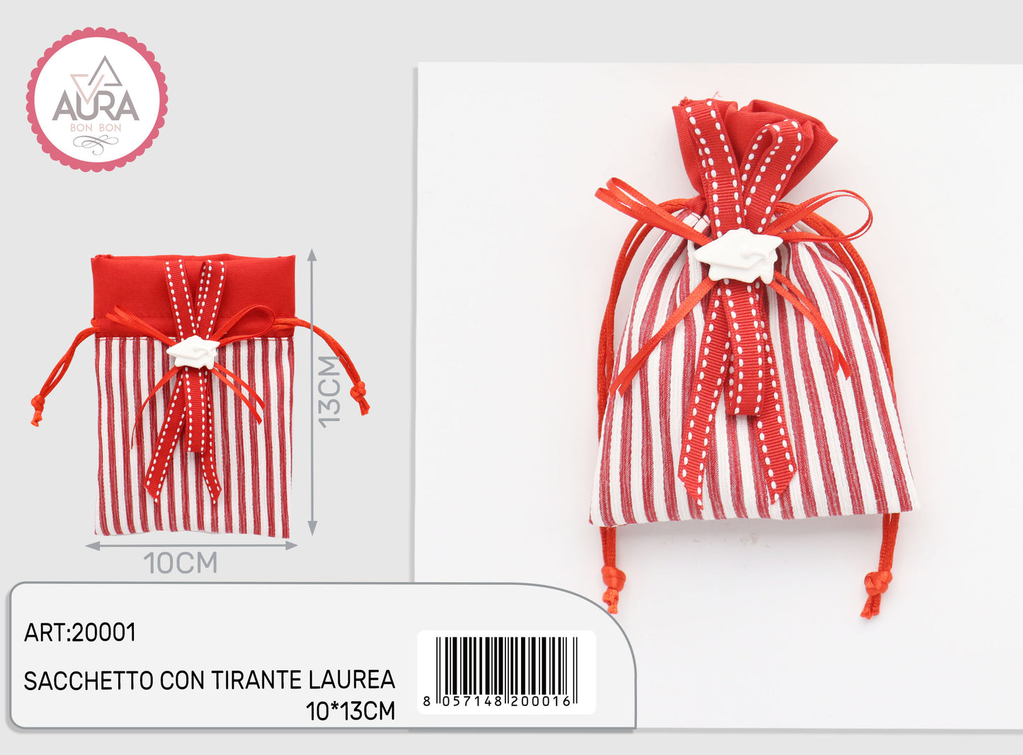 sacchetto laurea rosso e bianco