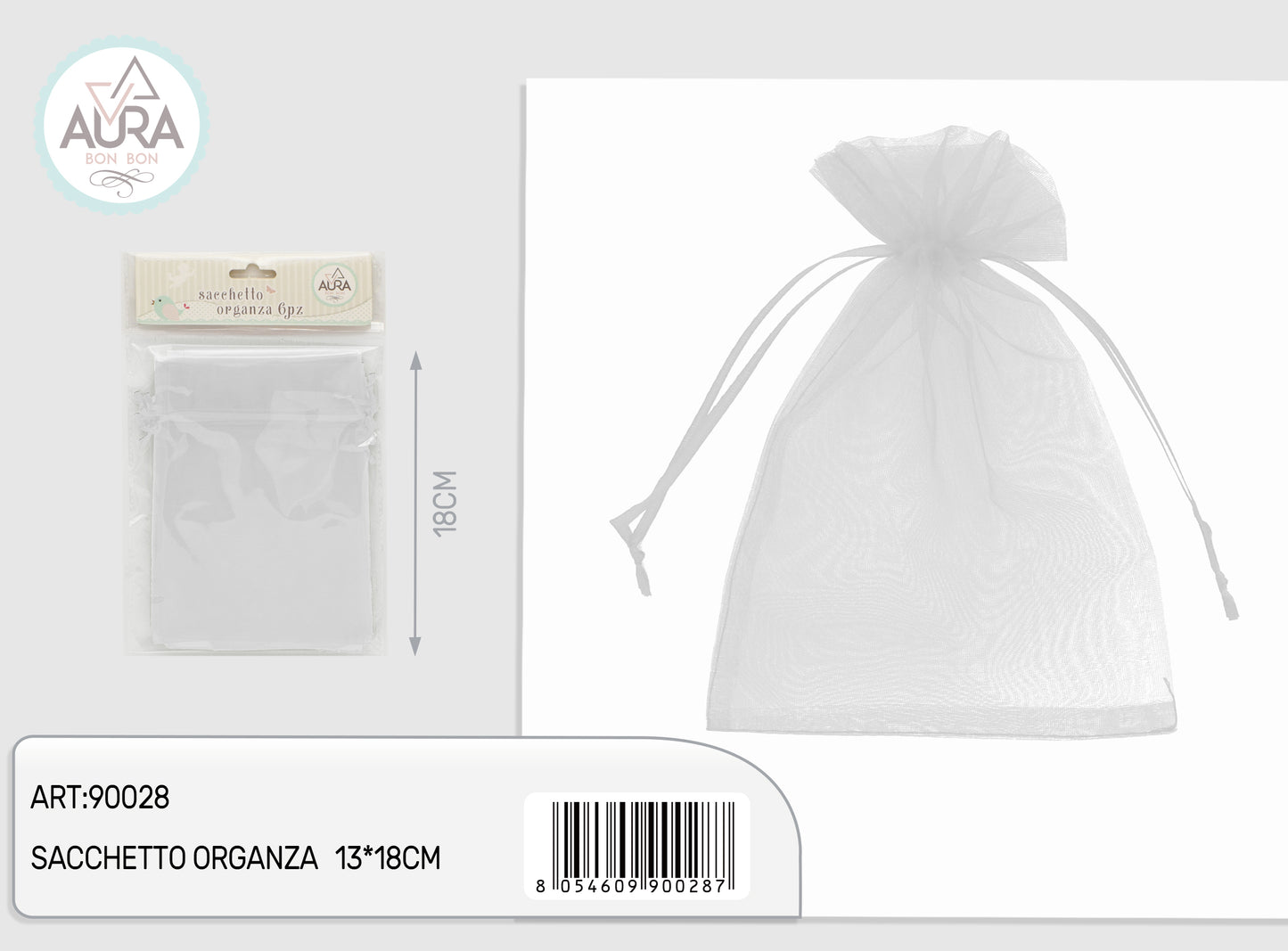 sacchetto organza bianco 13x18cm