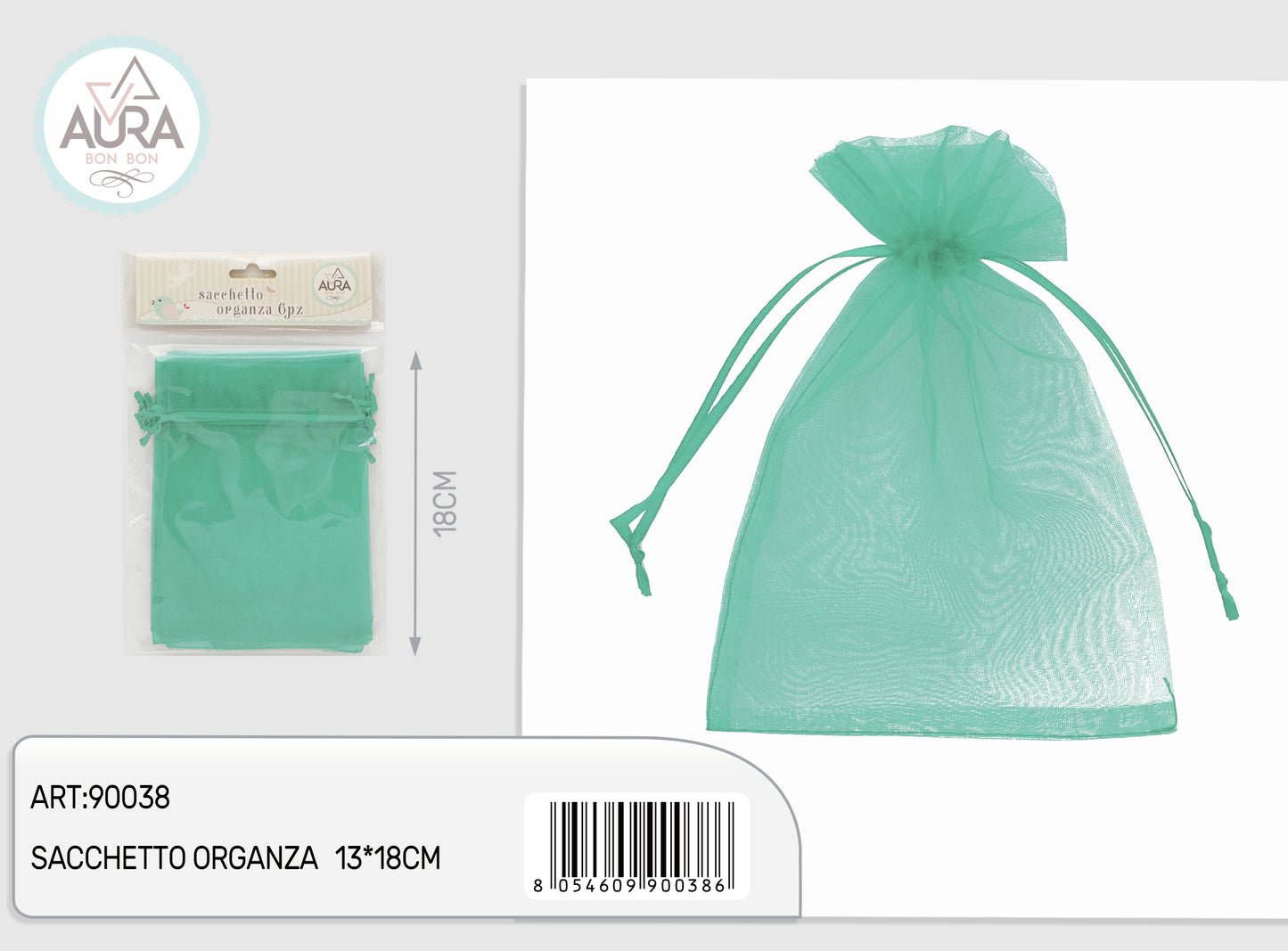 sacchetto organza 6pz tiffany 13x18cm