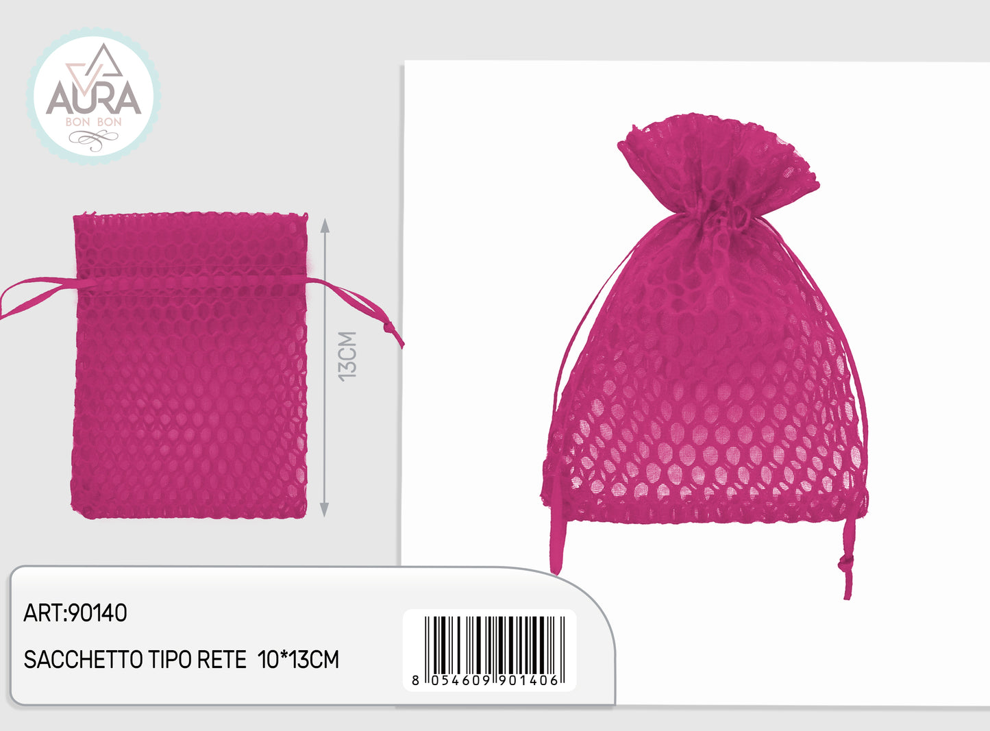sacchetto rete fucsia 10x13cm