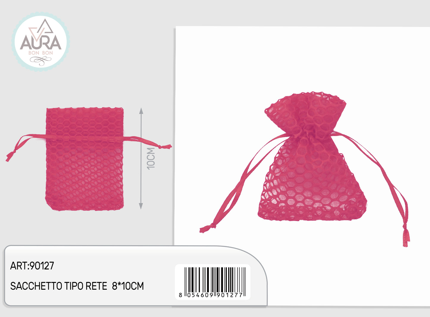 sacchetto rete fucsia 8x10cm