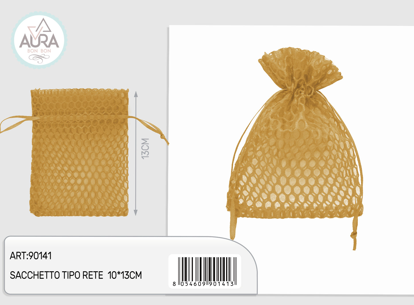sacchetto rete oro 10x13cm