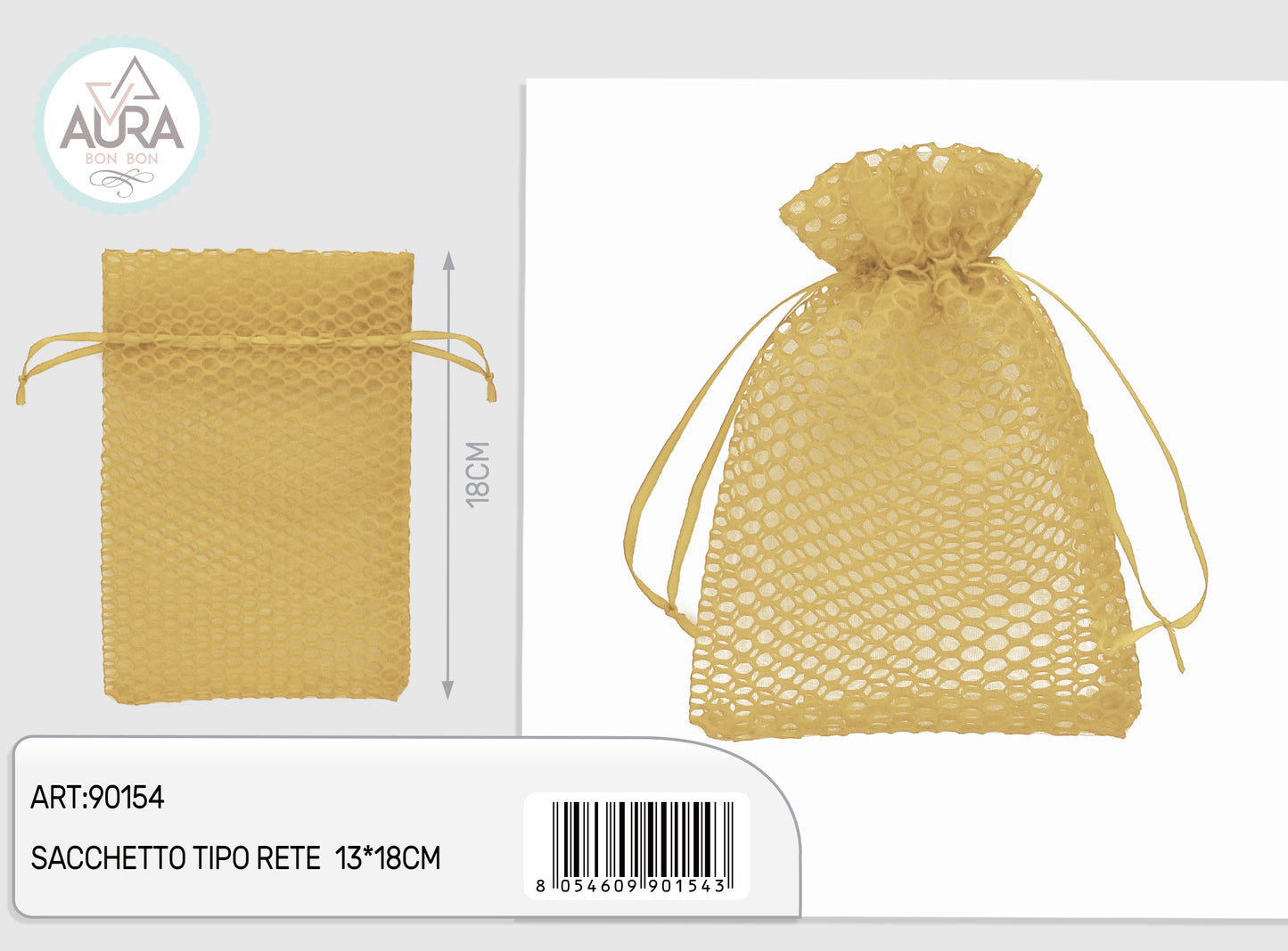 sacchetto rete oro 3x18cm