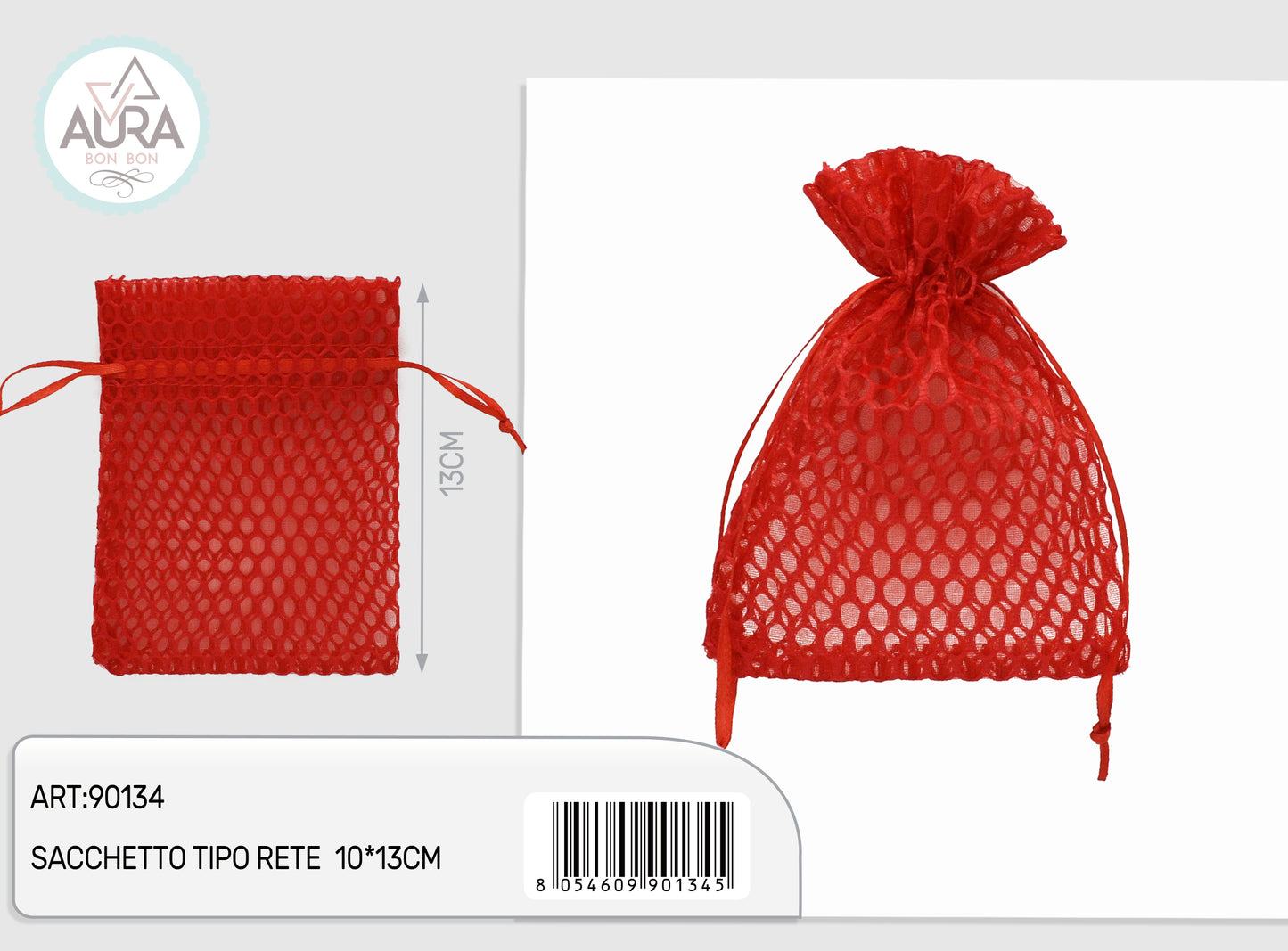 sacchetto rete rosso 10x13cm