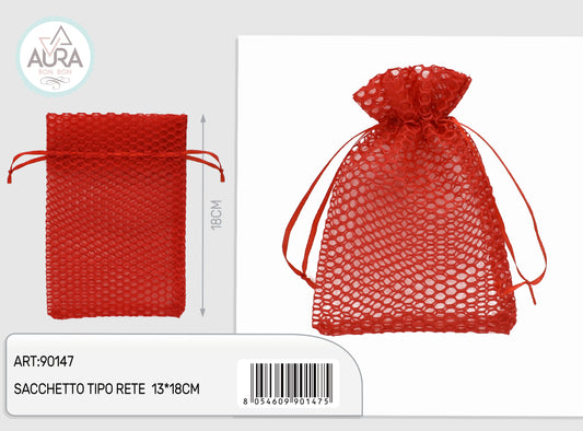 sacchetto rete rosso 13x18cm