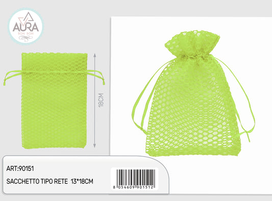 sacchetto rete verde chiaro 13x18cm